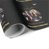 Elegant Zwart en goud Foto Spaans Afgestudeerd Cadeaupapier (Rol Hoek)