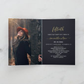 Elegant zwart en goud foto verjaardagsfeestje programma (Binnen)