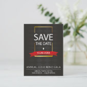 Elegant zwart en goud Gala Save the Date Aankondigingskaart (Staand voorkant)
