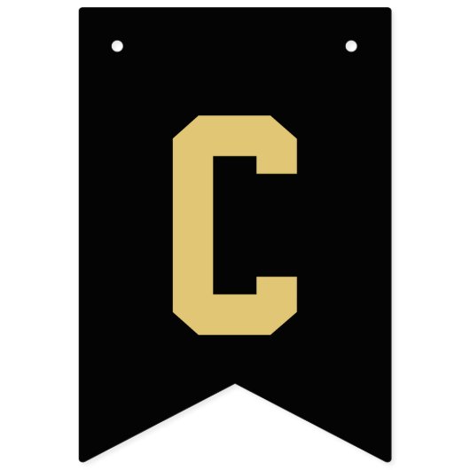 Elegant zwart en goud Gefeliciteerd Afstuderen Vlaggetjes (Eerste vlag)