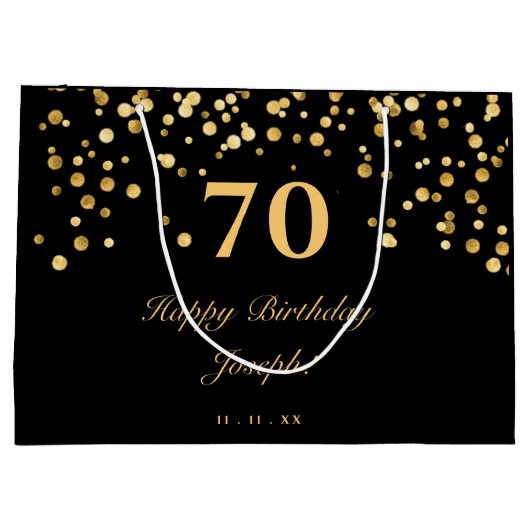Elegant zwart en goud Gelukkige Verjaardag Groot Cadeauzakje (Achterkant)
