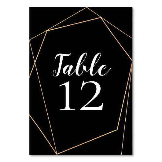 Elegant Zwart en Goud Geometrisch Lijst Bruiloft Kaart (Voorkant)