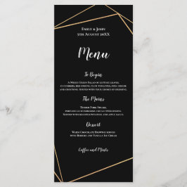Elegant Zwart en Goud Geometrisch Lijst Bruiloft Menu