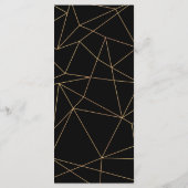 Elegant Zwart en Goud Geometrisch Lijst Bruiloft Menu (Achterkant)
