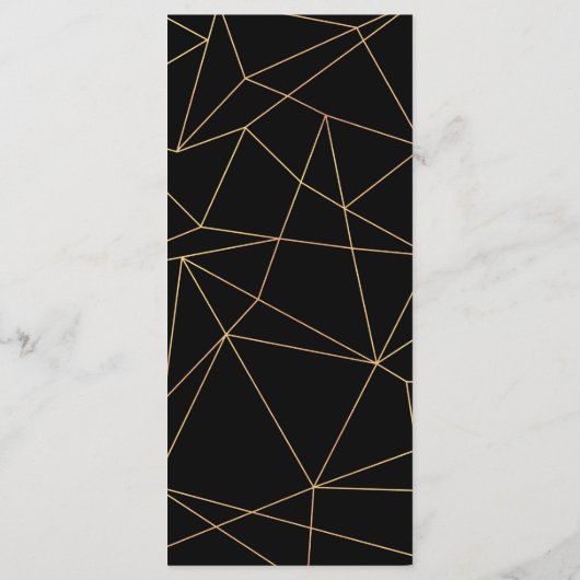 Elegant Zwart en Goud Geometrisch Lijst Bruiloft Menu (Achterkant)