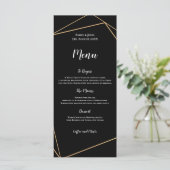 Elegant Zwart en Goud Geometrisch Lijst Bruiloft Menu (Staand voorkant)