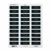 Elegant zwart en goud gepersonaliseerd adres etiket (Full Sheet)