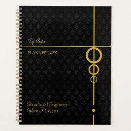 Elegant Zwart en Goud Gepersonaliseerd Planner