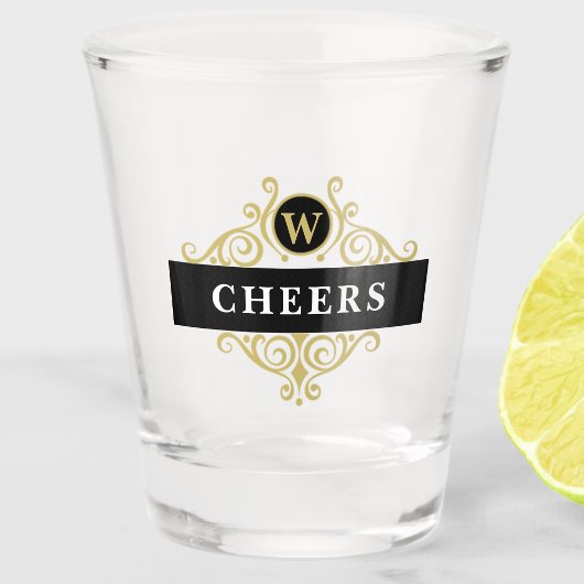 Elegant Zwart en Goud Gepersonaliseerd Shot Glas