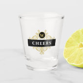 Elegant Zwart en Goud Gepersonaliseerd Shot Glas (Voorkant)