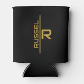 Elegant Zwart en Goud Gepersonaliseerde Groomsmen Blikjeskoeler (Voorkant)