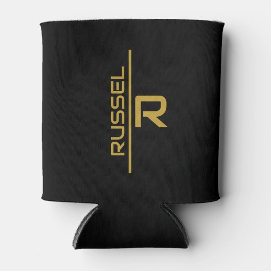 Elegant Zwart en Goud Gepersonaliseerde Groomsmen Blikjeskoeler (Voorkant)