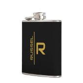 Elegant Zwart en Goud Gepersonaliseerde Groomsmen Heupfles (Links)