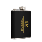 Elegant Zwart en Goud Gepersonaliseerde Groomsmen Heupfles (Rechts)