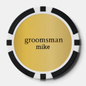 Elegant Zwart en Goud Gepersonaliseerde Groomsmen Poker Chips (Voorkant)