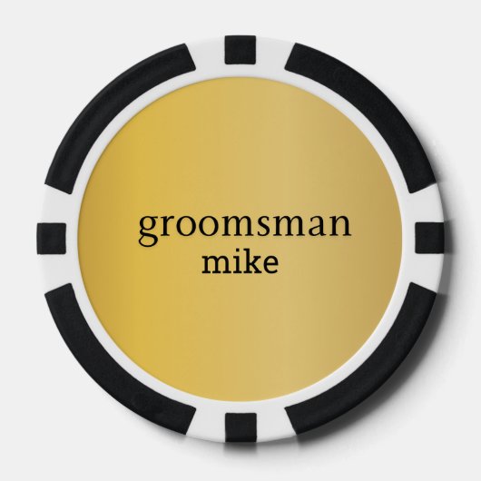 Elegant Zwart en Goud Gepersonaliseerde Groomsmen Poker Chips (Voorkant)