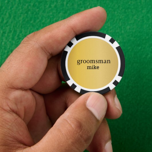 Elegant Zwart en Goud Gepersonaliseerde Groomsmen Poker Chips (Hand)