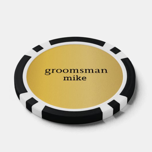 Elegant Zwart en Goud Gepersonaliseerde Groomsmen Poker Chips (Enkel)