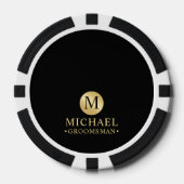 Elegant Zwart en Goud Gepersonaliseerde Groomsmen Poker Chips (Voorkant)