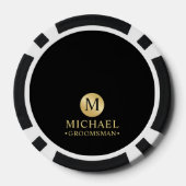 Elegant Zwart en Goud Gepersonaliseerde Groomsmen Poker Chips (Achterkant)