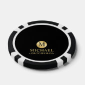Elegant Zwart en Goud Gepersonaliseerde Groomsmen Poker Chips (Enkel)
