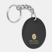 Elegant Zwart en Goud Gepersonaliseerde Groomsmen Sleutelhanger (Voorkant Links)
