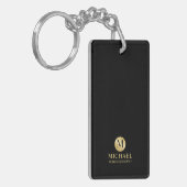 Elegant Zwart en Goud Gepersonaliseerde Groomsmen Sleutelhanger (Voorkant Links)