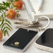 Elegant Zwart en Goud Gepersonaliseerde Groomsmen Sleutelhanger (Voorkant Rechts)