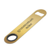 Elegant Zwart en Goud Gepersonaliseerde Groomsmen Speed Flessenopener (Voorkant Gekanteld)