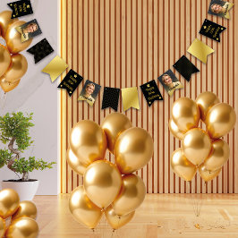 Elegant zwart en goud gestippelde foto verjaardags vlaggetjes