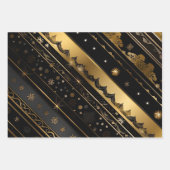 Elegant zwart en goud gestreept Collectie Inpakpapier Vel (Voorkant 3)