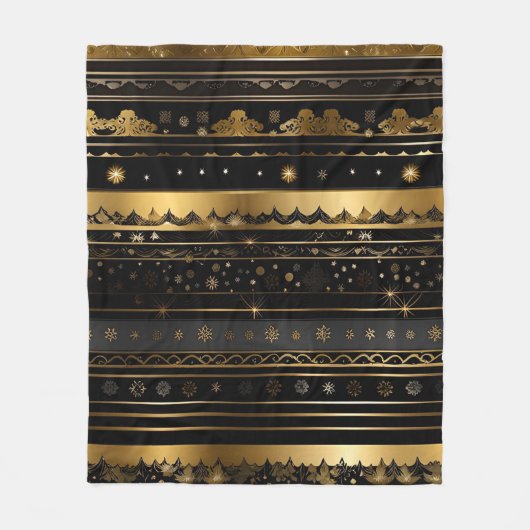 Elegant zwart en goud gestreept fleece deken (Voorkant)