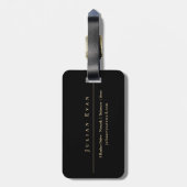 Elegant zwart en goud glanzend professioneel monog bagagelabel (Achterkant verticaal)