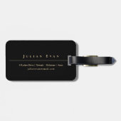 Elegant zwart en goud glanzend professioneel monog bagagelabel (Achterkant horizontaal)