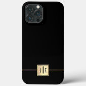 Elegant zwart en goud glanzend professioneel monog Case-Mate iPhone case (Achterkant)
