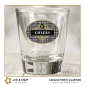 Elegant Zwart en Goud Glen Plaid Gepersonaliseerd Shot Glas