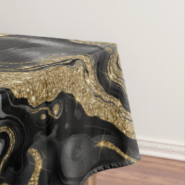 Elegant zwart en goud glinsterend agaat patroon tafelkleed