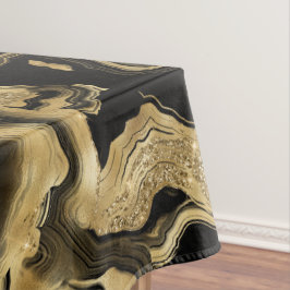 Elegant zwart en goud glinsterend agaat patroon tafelkleed