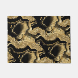 Elegant zwart en goud glinsterend agaatpatroon deurmat