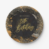 Elegant zwart en goud glitter 18e verjaardag papieren bordje (Voorkant)