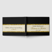 Elegant Zwart en Goud Glitter 50ste verjaardag Gastenboek (Volledig)