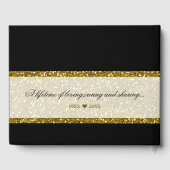 Elegant Zwart en Goud Glitter 50ste verjaardag Gastenboek (Achterkant)