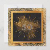 Elegant zwart en goud glitter 50ste verjaardagsfee kaart (Achterkant)