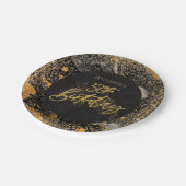 Elegant zwart en goud glitter 50ste verjaardagsfee papieren bordje (Gekanteld)