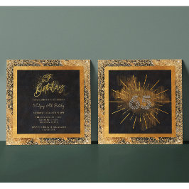 Elegant zwart en goud glitter 65e verjaardagsfeest kaart