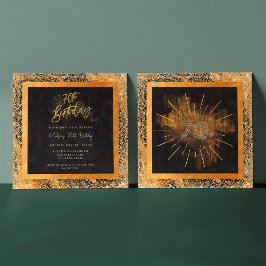 Elegant zwart en goud glitter 70ste verjaardagsfee kaart