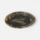 Elegant zwart en goud glitter 70ste verjaardagsfee papieren bordje (Gekanteld)