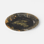 Elegant zwart en goud glitter 75e verjaardag papieren bordje (Gekanteld)