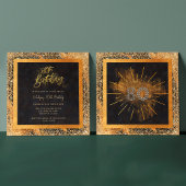 Elegant zwart en goud glitter 80ste verjaardagsfee kaart