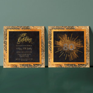 Elegant Zwart en Goud Glitter 80ste Verjaardagsfee Kaart